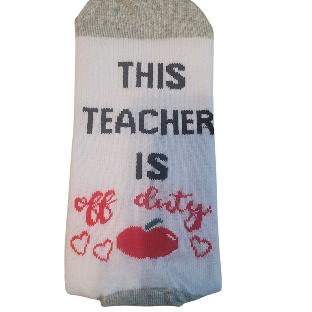 White and Gray Teacher Socks